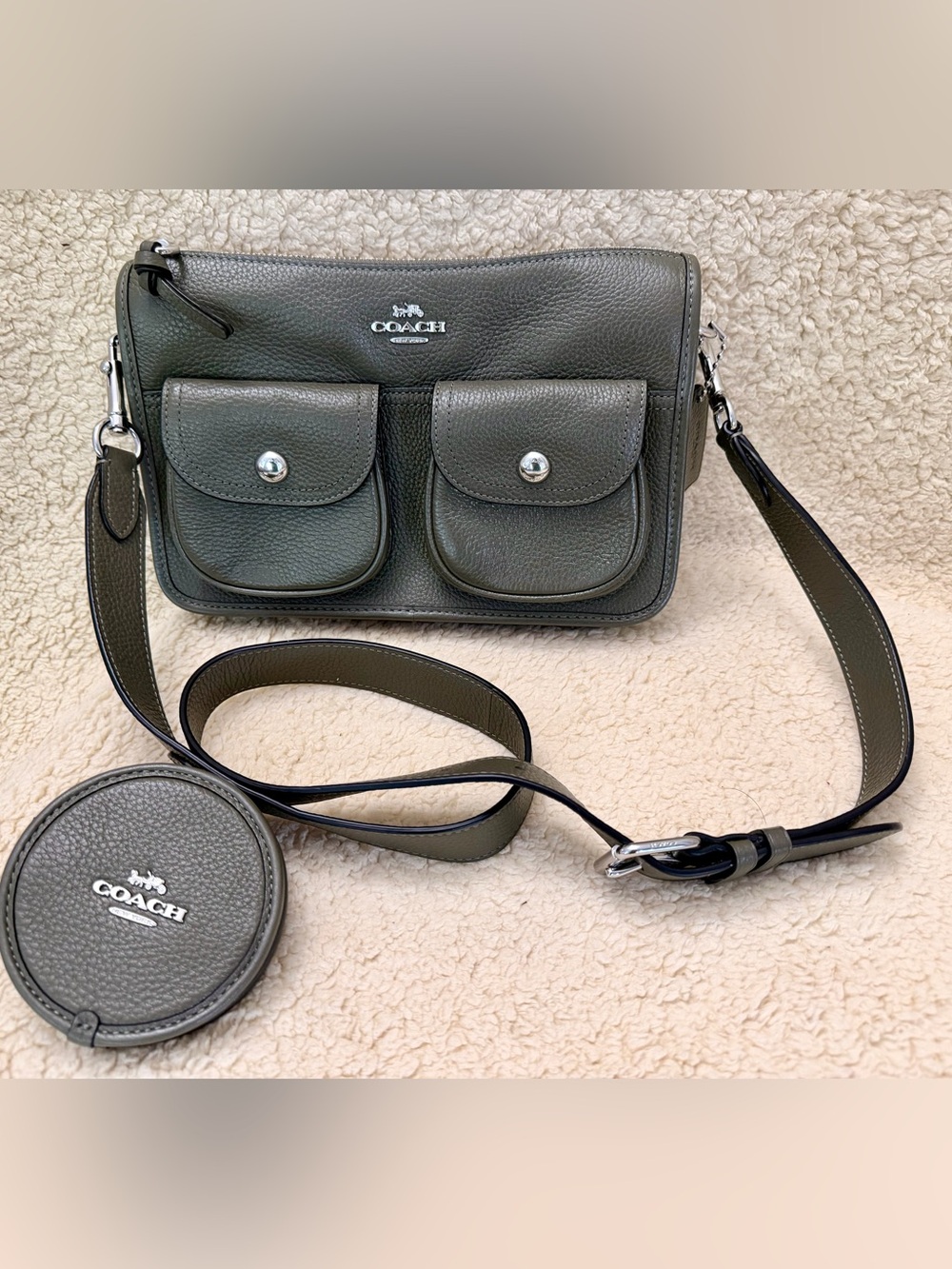 Coach Pennie Crossbody with Coin Case in Pebble Leather